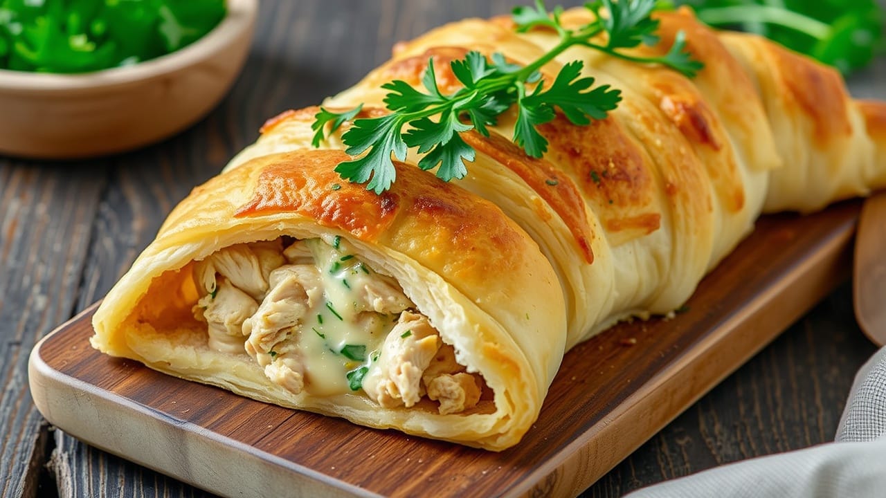 Crescent Roll Dinner with Chicken Filling.