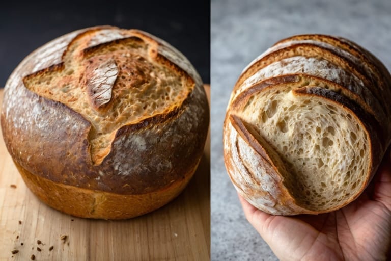 Comparison of traditional and quick sourdough bread.