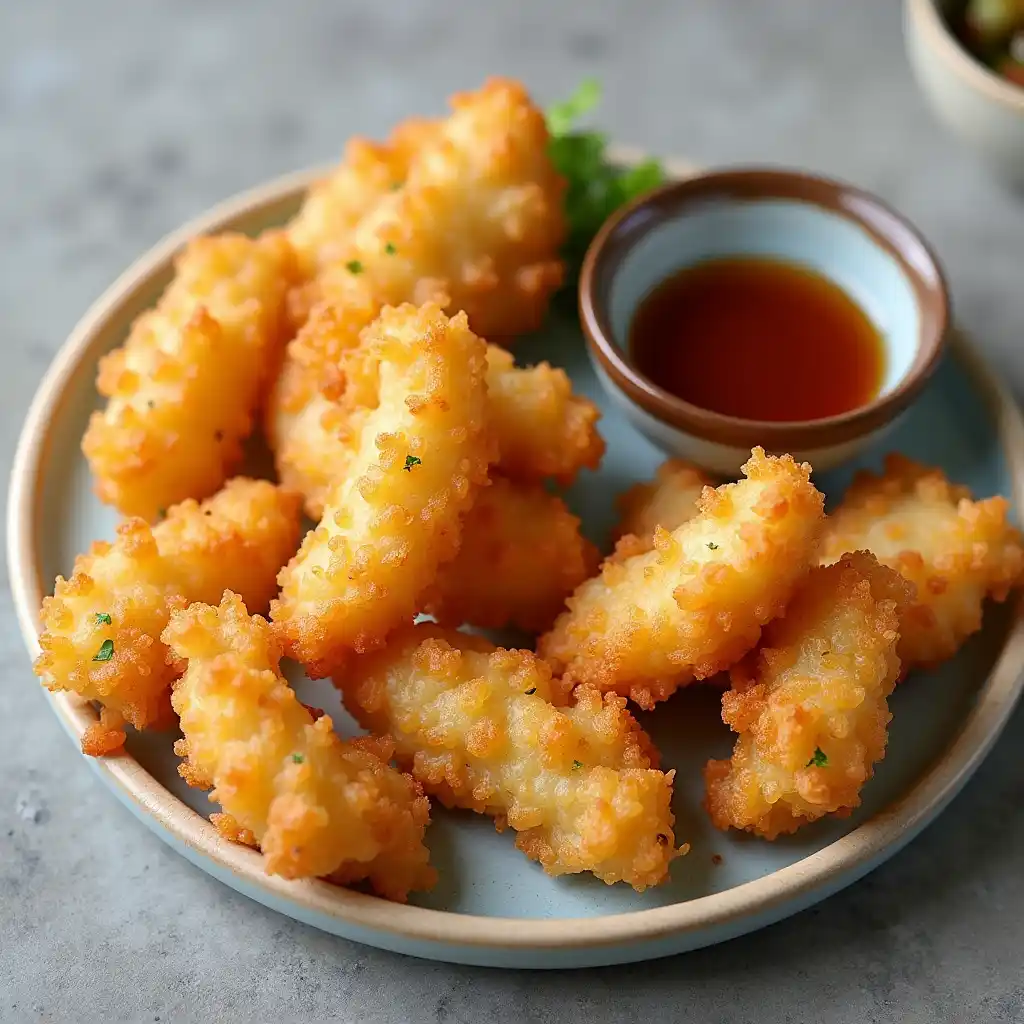 Plate of assorted tempura.