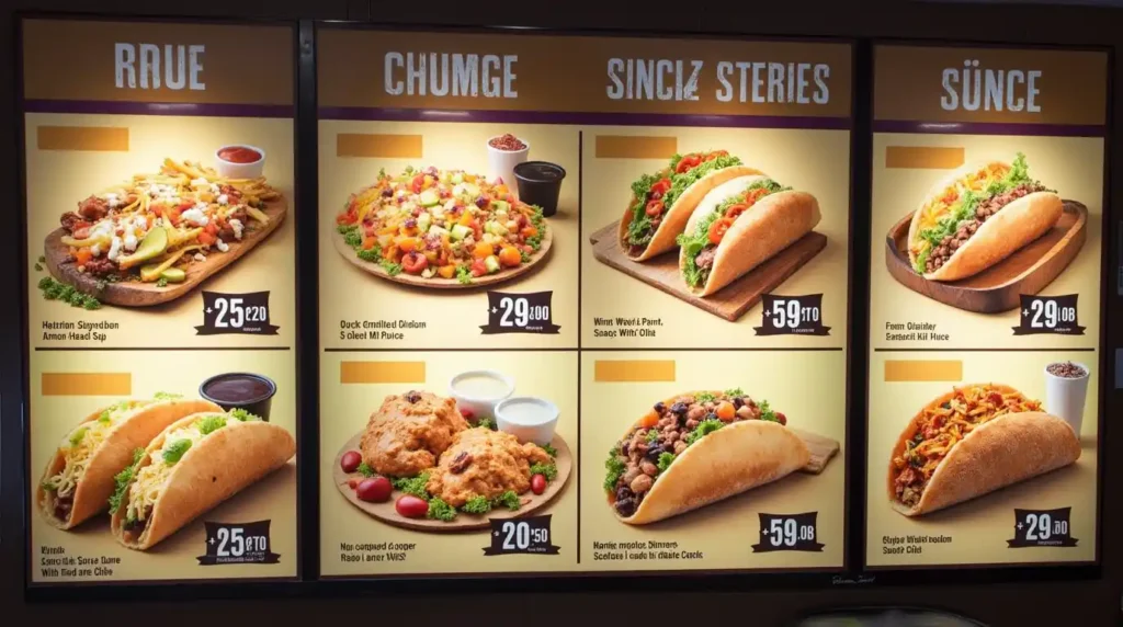 Taco Bell lunch menu.