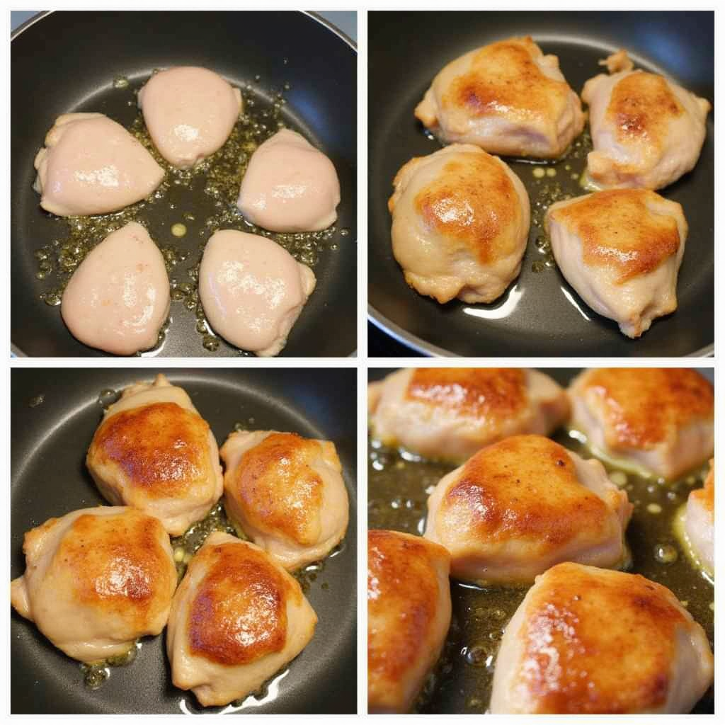 A Step By Step Image Showing Chicken Thighs Being Seared In A Skillet With Golden Brown Skin And S Qsw8tgw6ix1uktmq9uop 2
